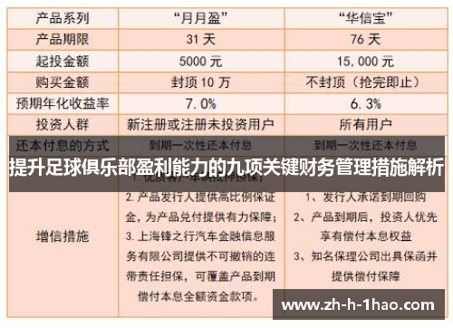 提升足球俱乐部盈利能力的九项关键财务管理措施解析